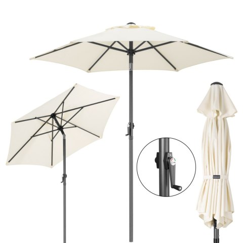 Składany parasol ogrodowy balkonowy regulowany 200 cm beżowy 50UV Bauerkraft