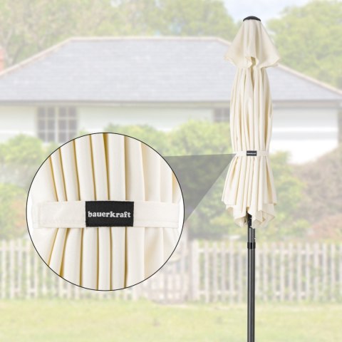 Składany parasol ogrodowy balkonowy regulowany 200 cm beżowy 50UV Bauerkraft