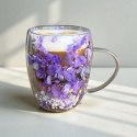 Szklanka termiczna z kwiatami w środku, gipsówka hortensje 300 ml 1szt SZK166