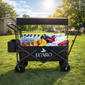 Wózek transportowy LUARO plażowy składany z daszkiem i siatką czarny