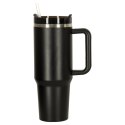 Kubek termiczny ze słomką i uchwytem termos 1200ml czarny