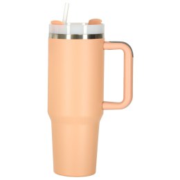 Kubek termiczny ze słomką i uchwytem termos 1200ml róż pudrowy