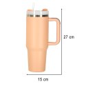 Kubek termiczny ze słomką i uchwytem termos 1200ml róż pudrowy