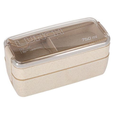 Lunch box śniadaniówka pudełko śniadaniowe z przegródkami dzielone 750ml beżowe