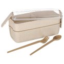 Lunch box śniadaniówka pudełko śniadaniowe z przegródkami dzielone 750ml beżowe