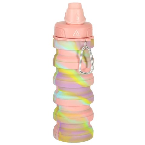 Butelka na wodę bidon silikonowy składany z uchwytem BPA FREE 500ml tęczowy