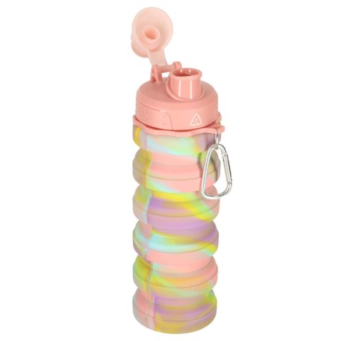 Butelka na wodę bidon silikonowy składany z uchwytem BPA FREE 500ml tęczowy