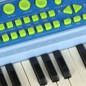 Keyboard dla dzieci pianinko interaktywne organki 37 klawiszy mikrofon statyw niebieski
