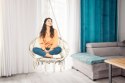 Ażurowa huśtawka ogrodowa, fotel wiszący z poduszką, bocianie gniazdo 150kg beżowy