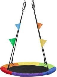 Huśtawka ogrodowa Bocianie Gniazdo XL, 100 cm, 150 kg, multikolor, kolorowe chorągiewki