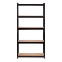 Regał magazynowy metalowy czarny 2w1, 5 jasnych półek 180x90x40 cm