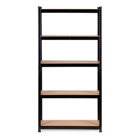 Regał magazynowy metalowy czarny 2w1, 5 jasnych półek 180x90x40 cm