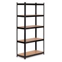 Regał magazynowy metalowy czarny 2w1, 5 jasnych półek 180x90x40 cm