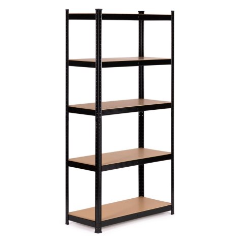Regał magazynowy metalowy czarny 2w1, 5 jasnych półek 180x90x40 cm