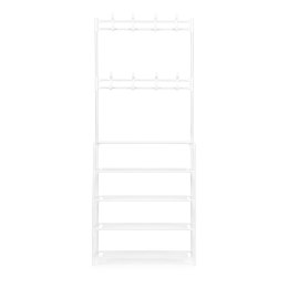 Stojący wieszak na ubrania z półkami biały 60x26x152,5 cm
