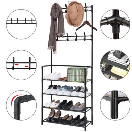Stojący wieszak na ubrania z półkami czarny 80x26x150,5 cm