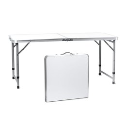 Stolik turystyczny stół składany ogrodowy walizka z uchwytem do przenoszenia i regulacją wysokości 120x60x70 cm biały