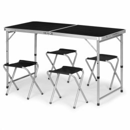 Stolik turystyczny stół składany ogrodowy walizka z uchwytem do przenoszenia i regulacją wysokości i zestawem 4 krzesełek 120x60