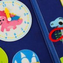 Tablica manipulacyjna sensoryczna montessori walizka plecak niebieski