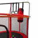 Trampolina dla dzieci ogrodowa siatka piłki koszykówka 155cm czerwona