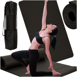Mata do ćwiczeń jogi gimnastyczna treningowa fitness karimata gruba 1,5cm czarna + pokrowiec
