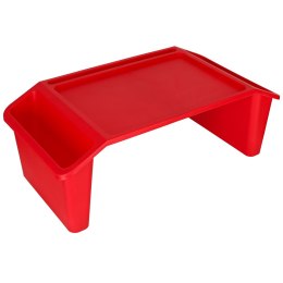 Stolik pod laptopa z organizerem podróżny samochodowy dla dzieci z kieszeniami śniadaniowy podstawka przenośny stabilny czerwony