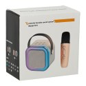 Zestaw do karaoke głośnik Bluetooth mikrofon USB LED beżowy