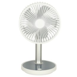 Wentylator biurkowy wiatrak przenośny bezprzewodowy USB z akumulatorem regulowany 4 poziomy mocy LED 38cm biały