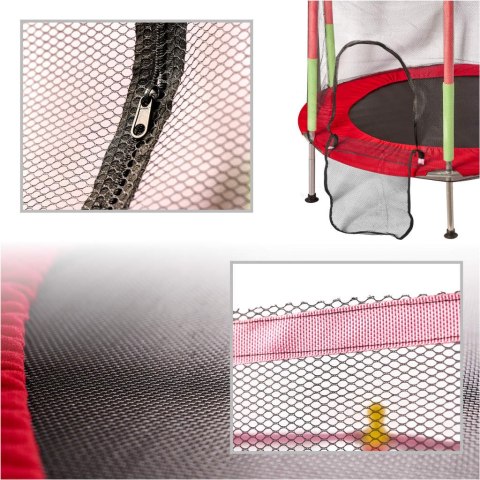 Trampolina do domu ogrodu dla dzieci siatka piłki 140cm 55inch czerwona