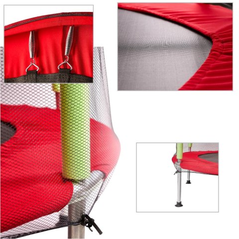 Trampolina do domu ogrodu dla dzieci siatka piłki 140cm 55inch czerwona