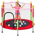 Trampolina do domu ogrodu dla dzieci siatka piłki 140cm 55inch czerwona