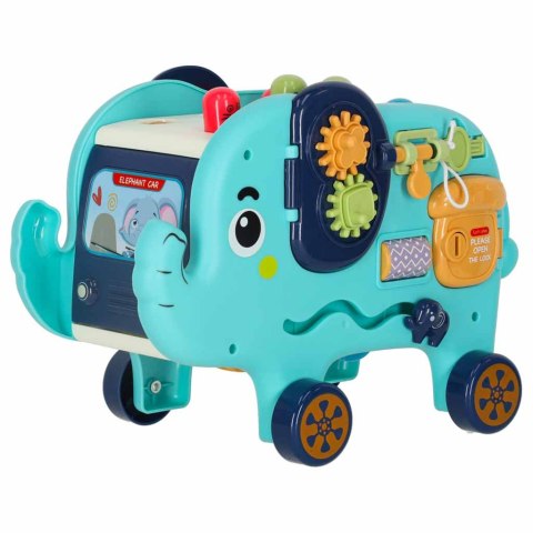 Słonik tablica manipulacyjna montessori wbijak sorter klocki młotek 26cm