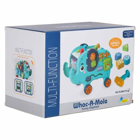 Słonik tablica manipulacyjna montessori wbijak sorter klocki młotek 26cm
