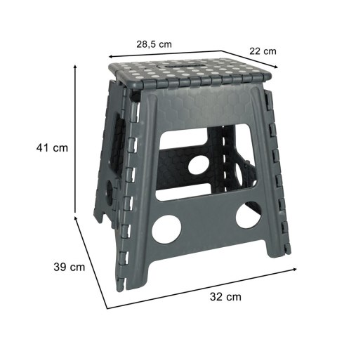 Stołek taboret składany antypoślizgowy 39,5 cm ciemny szary