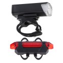 Lampka rowerowa LED RALLEX zestaw tył-przód na rower kierownicę USB