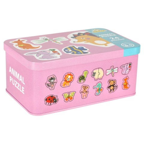 Puzzle dla dzieci układanka w puszce zwierzątka 48 puzzli 24 obrazki