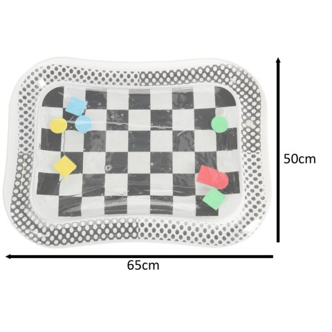 Mata wodna sensoryczna dmuchana dla niemowląt kontrastowa czarno-biała szachownica XXL 65x50 cm