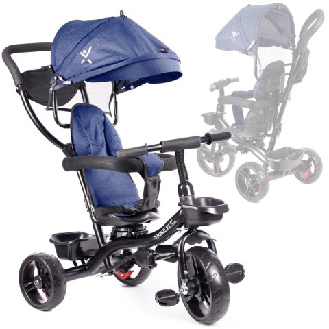 Rowerek trójkołowy Trike Fix Lite rower spacerówka 3w1 obracany 360 wolne koło granatowy