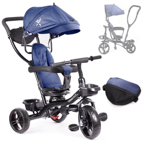 Rowerek trójkołowy Trike Fix Lite rower spacerówka 3w1 obracany 360 wolne koło granatowy