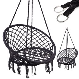 Huśtawka LUARO fotel bocianie gniazdo czarne 80cm 150kg