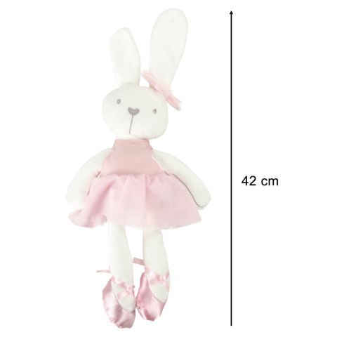 Maskotka pluszowa pluszak przytulanka królik zajączek w różowej sukience 42cm