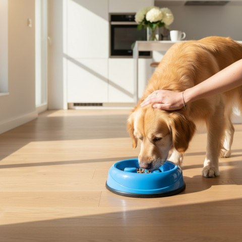 Miska plastikowa dla psa spowalniająca jedzenie NIEBIESKA