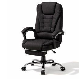 Fotel biurowy obrotowy BOSS z podnóżkiem - czarny MATERIAŁ KO22CZ-MAT