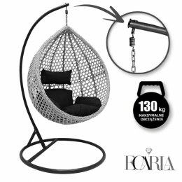 Fotel wiszący huśtawka kokon z czarnymi poduszkami KR27