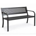 Ławka ogrodowa z oparciem, parkowa, metalowa z PCV, 118 x 50 x 75cm czarna LAW01