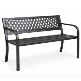Ławka ogrodowa z oparciem, parkowa, metalowa z PCV, 118 x 50 x 75cm czarna LAW01