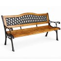 Ławka ogrodowa z oparciem, parkowa, metalowa z PCV, drewniana 125x52x74CM LAW03