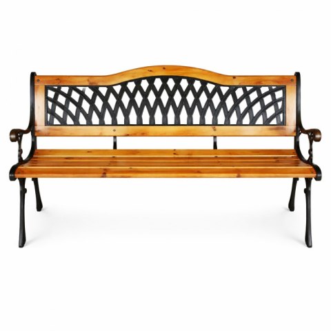 Ławka ogrodowa z oparciem, parkowa, metalowa z PCV, drewniana 125x52x74CM LAW03
