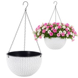 Doniczka wisząca biała duża Rattan Design 26 cm ROS10B