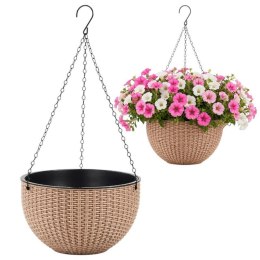 Doniczka wisząca kremowa duża Rattan Design 26 cm ROS10K